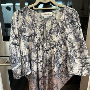 Fifteen Twenty Gray and Black silk blouse size S
